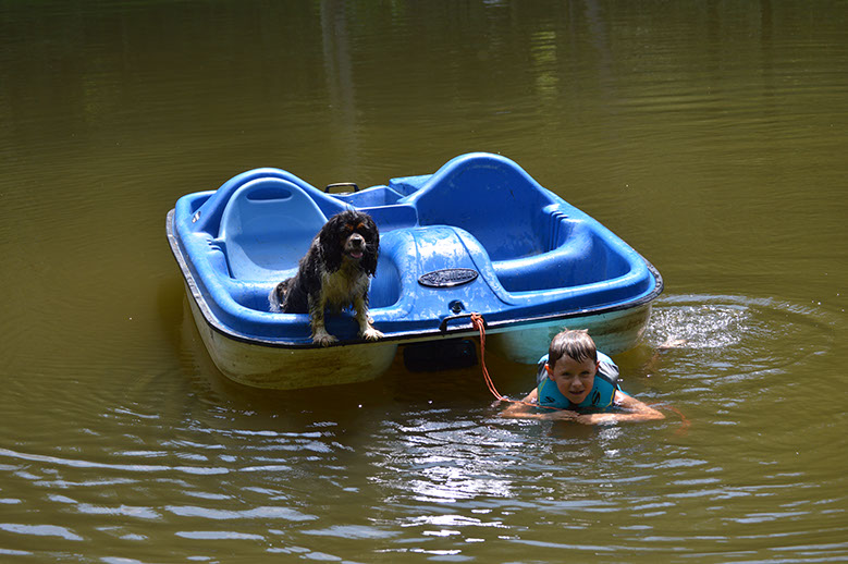 A pedal boat is included with this vacation rental.